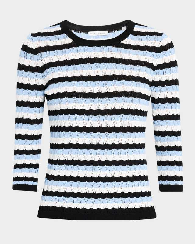 The Tadeo Striped Pointelle-Knit Sweater